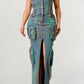 ATHINA Strapless Vintage Washed Buttoned-Down Split Dress