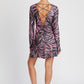 EMORY PARK Zebra Print Mini Cocktail Dress with Laced Back