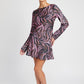 EMORY PARK Zebra Print Mini Cocktail Dress with Laced Back