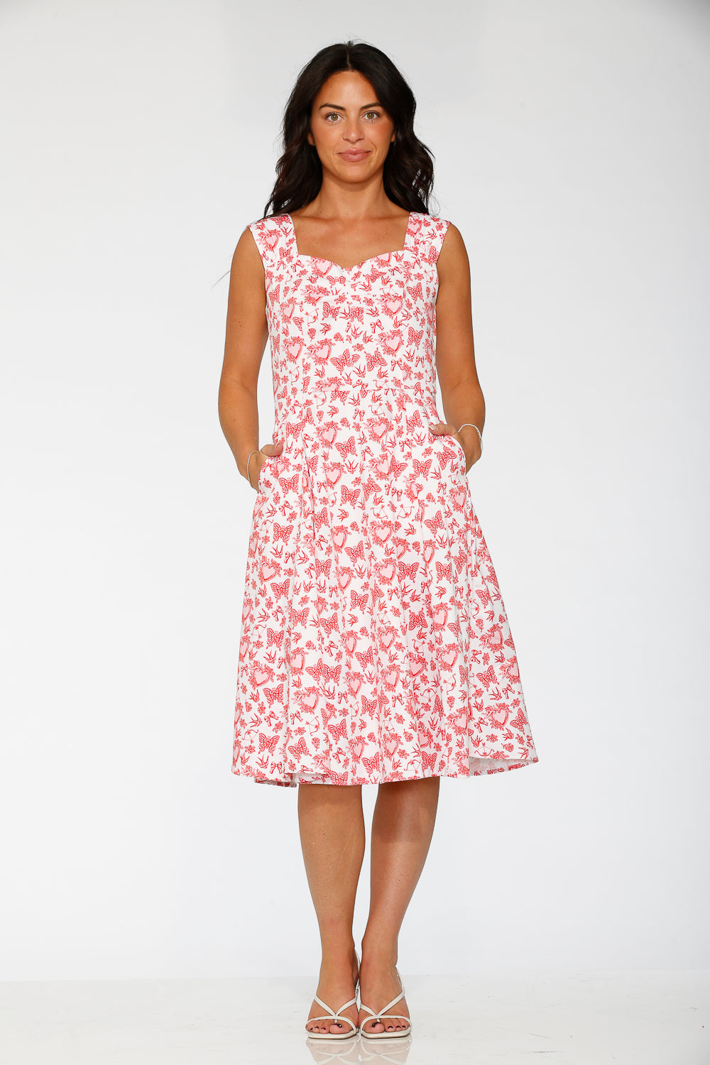 ORCHID BLOOM Women's Cotton Heart Angel Swing Dress in White