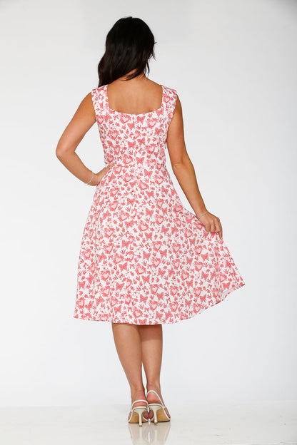 ORCHID BLOOM Women's Cotton Heart Angel Swing Dress in White