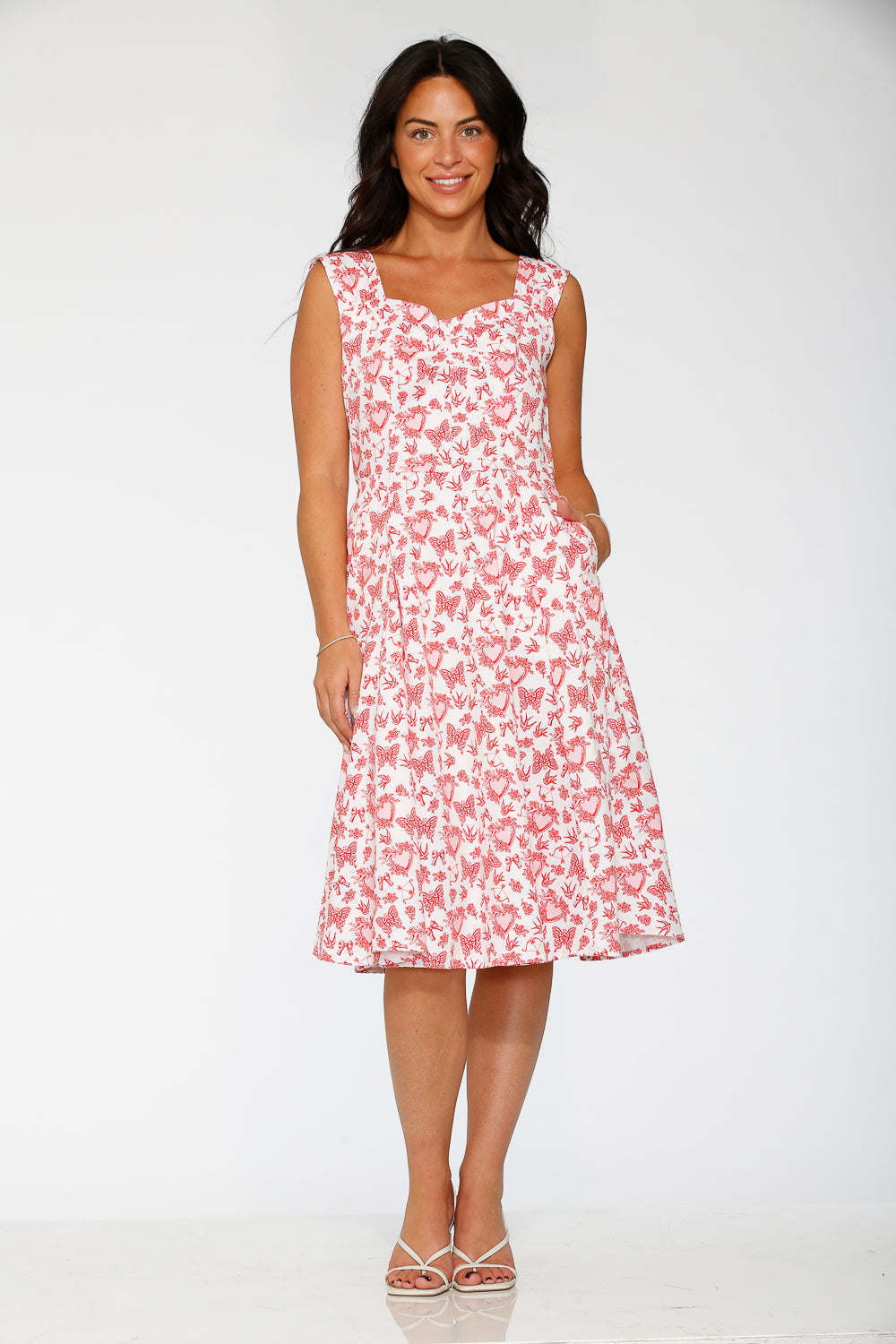 ORCHID BLOOM Women's Cotton Heart Angel Swing Dress in White