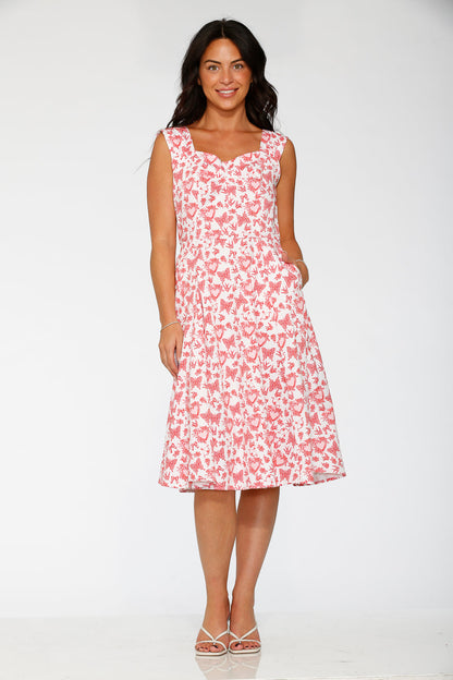 ORCHID BLOOM Women's Cotton Heart Angel Swing Dress in White