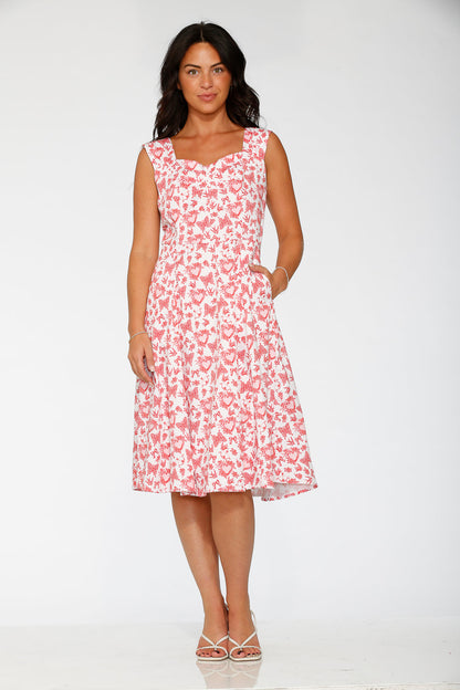 ORCHID BLOOM Women's Cotton Heart Angel Swing Dress in White