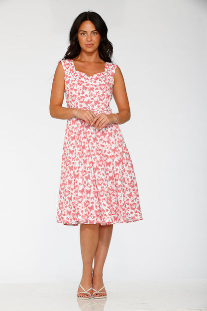 ORCHID BLOOM Women's Cotton Heart Angel Swing Dress in White