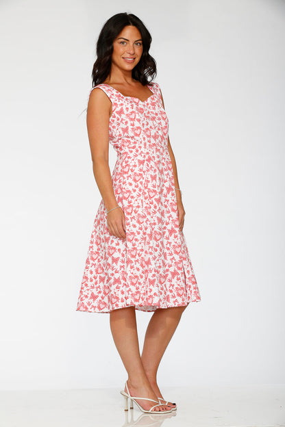 ORCHID BLOOM Women's Cotton Heart Angel Swing Dress in White