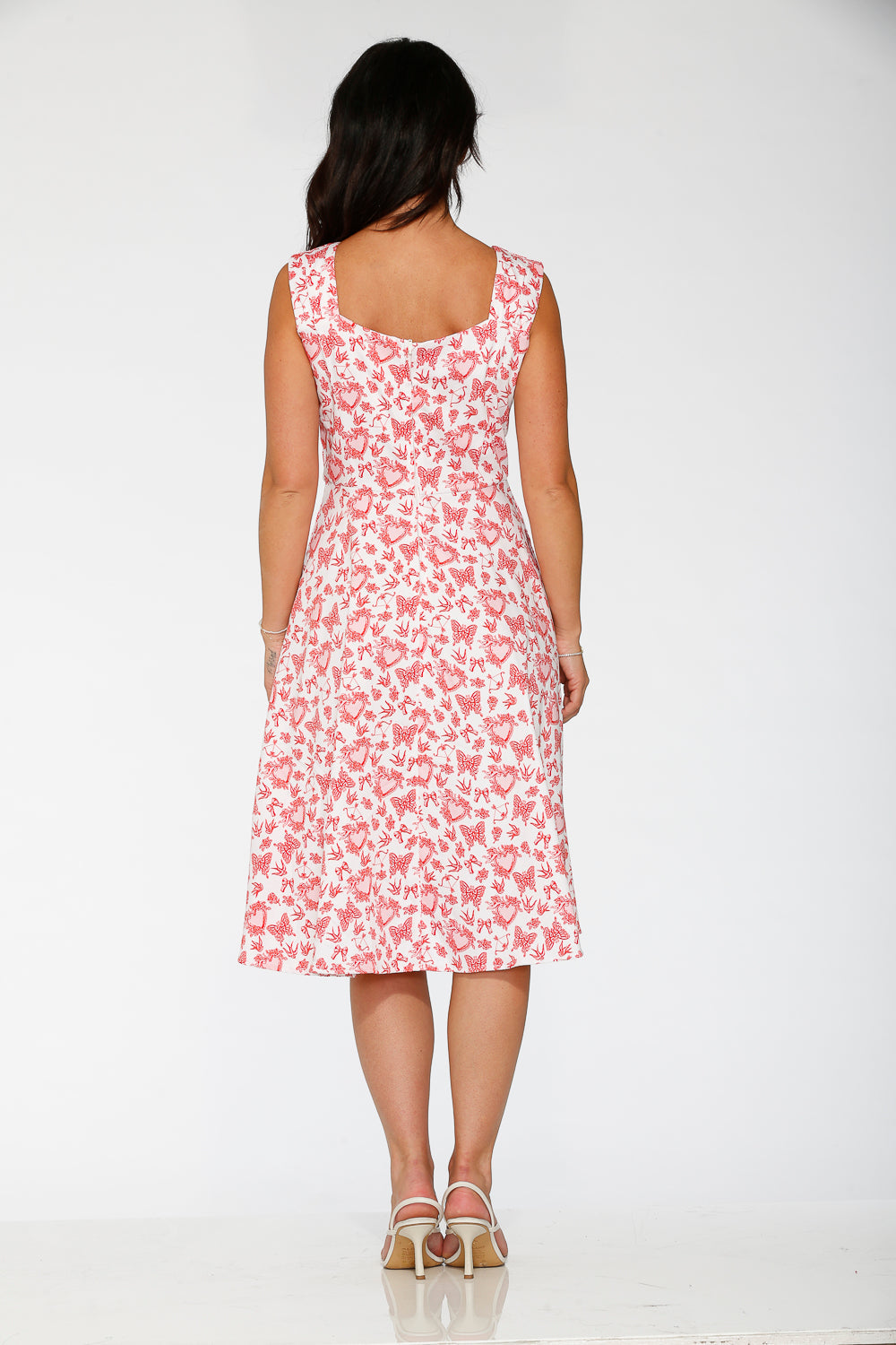 ORCHID BLOOM Women's Cotton Heart Angel Swing Dress in White