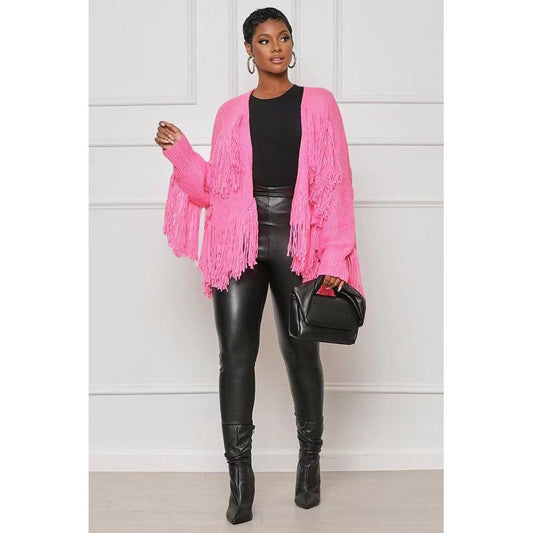 CLAUDE Tassel Open-front Cardigan Sweater