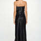 RENEE C. Black Silky Satin Tube Draped Dress.