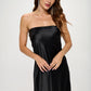RENEE C. Black Silky Satin Tube Draped Dress.