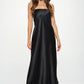 RENEE C. Black Silky Satin Tube Draped Dress.