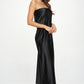 RENEE C. Black Silky Satin Tube Draped Dress.
