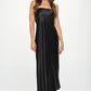 RENEE C. Black Silky Satin Tube Draped Dress.