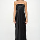 RENEE C. Black Silky Satin Tube Draped Dress.