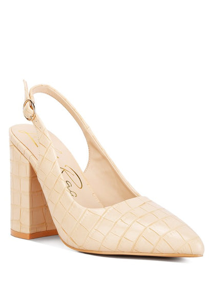 Macha Croctexture Sling Back Heels