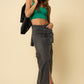INSANE GENE Maxi Cargo Denim Skirt with Split Front