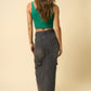 INSANE GENE Maxi Cargo Denim Skirt with Split Front
