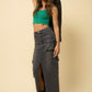 INSANE GENE Maxi Cargo Denim Skirt with Split Front