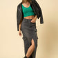 INSANE GENE Maxi Cargo Denim Skirt with Split Front