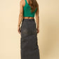 INSANE GENE Maxi Cargo Denim Skirt with Split Front