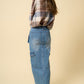 INSANE GENE Maxi Denim Cargo Skirt with Split Front