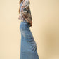 INSANE GENE Maxi Denim Cargo Skirt with Split Front