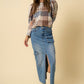 INSANE GENE Maxi Denim Cargo Skirt with Split Front
