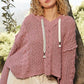 POL Red Bean Paste Cable Knit Hooded Chenille Sweater