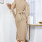 ORANGE FARM CLOTHING Gold Waist Wrap Dress w Side Pockets-LUREX
