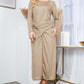 ORANGE FARM CLOTHING Gold Waist Wrap Dress w Side Pockets-LUREX