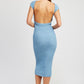 EMORY PARK Cap Sleeves Open-back Knit Bodycon Dress