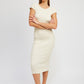 EMORY PARK Cap Sleeves Open-back Knit Bodycon Dress