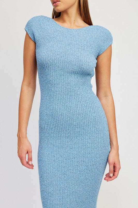 EMORY PARK Cap Sleeves Open-back Knit Bodycon Dress Modish X Co. (Miss Modish Boutique) EMORY PARK Cap Sleeves Open-back Knit Bodycon Dress Modish X Co. (Miss Modish Boutique)