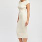 EMORY PARK Cap Sleeves Open-back Knit Bodycon Dress