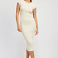 EMORY PARK Cap Sleeves Open-back Knit Bodycon Dress
