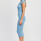 EMORY PARK Cap Sleeves Open-back Knit Bodycon Dress