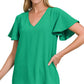 ZENANA Woven Airflow Flutter Sleeve Top