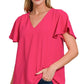 ZENANA Woven Airflow Flutter Sleeve Top