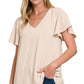 ZENANA Woven Airflow Flutter Sleeve Top