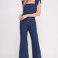 DENIM RUFFLE FLARE LEG JUMPSUIT