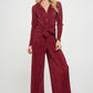RENEE C. Red Vibrant Plisse Lined Straight Pants