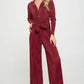 RENEE C. Red Vibrant Plisse Lined Straight Pants
