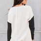 EG FASHION Cable knit color block round neck sweater