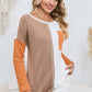 EG FASHION Cable knit color block round neck sweater