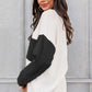 EG FASHION Cable knit color block round neck sweater