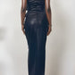 ATHINA Black Button Split Detailed PU Leather Dress