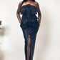 ATHINA Black Button Split Detailed PU Leather Dress