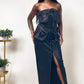 ATHINA Black Button Split Detailed PU Leather Dress