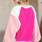 EG FASHION Barbie pink Casual Seam out Pullover Sweatshirt