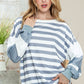 EG FASHION Striped Casual Drop Shoulder Pullover Sweatshirt